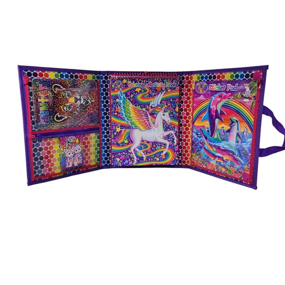 Lisa Frank Vibrant Multicolor Tikanni Wolf Art Activity Tri Fold Binder Set - Picture 7 of 13